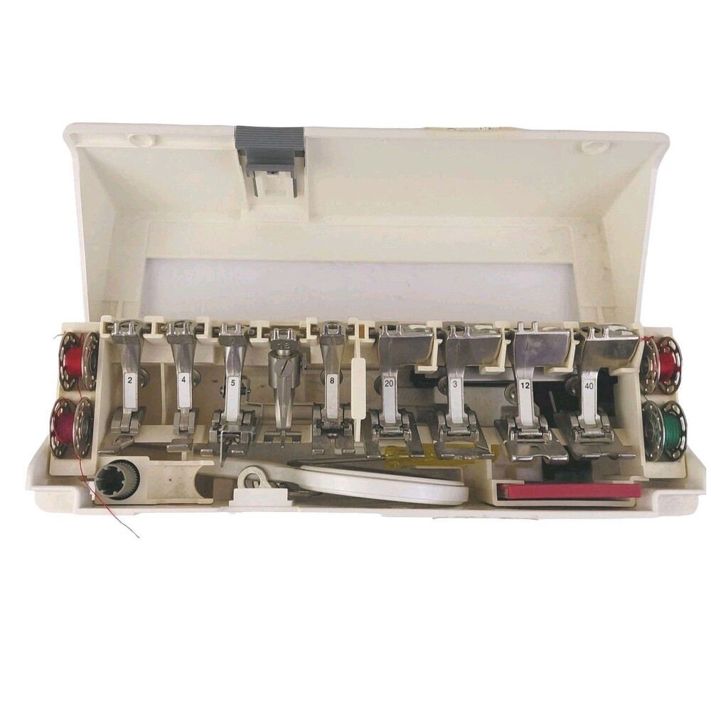 Bernina 1630 Accessories Box 10 Feet Buttonhole Darning Loop Bobbins Accessories